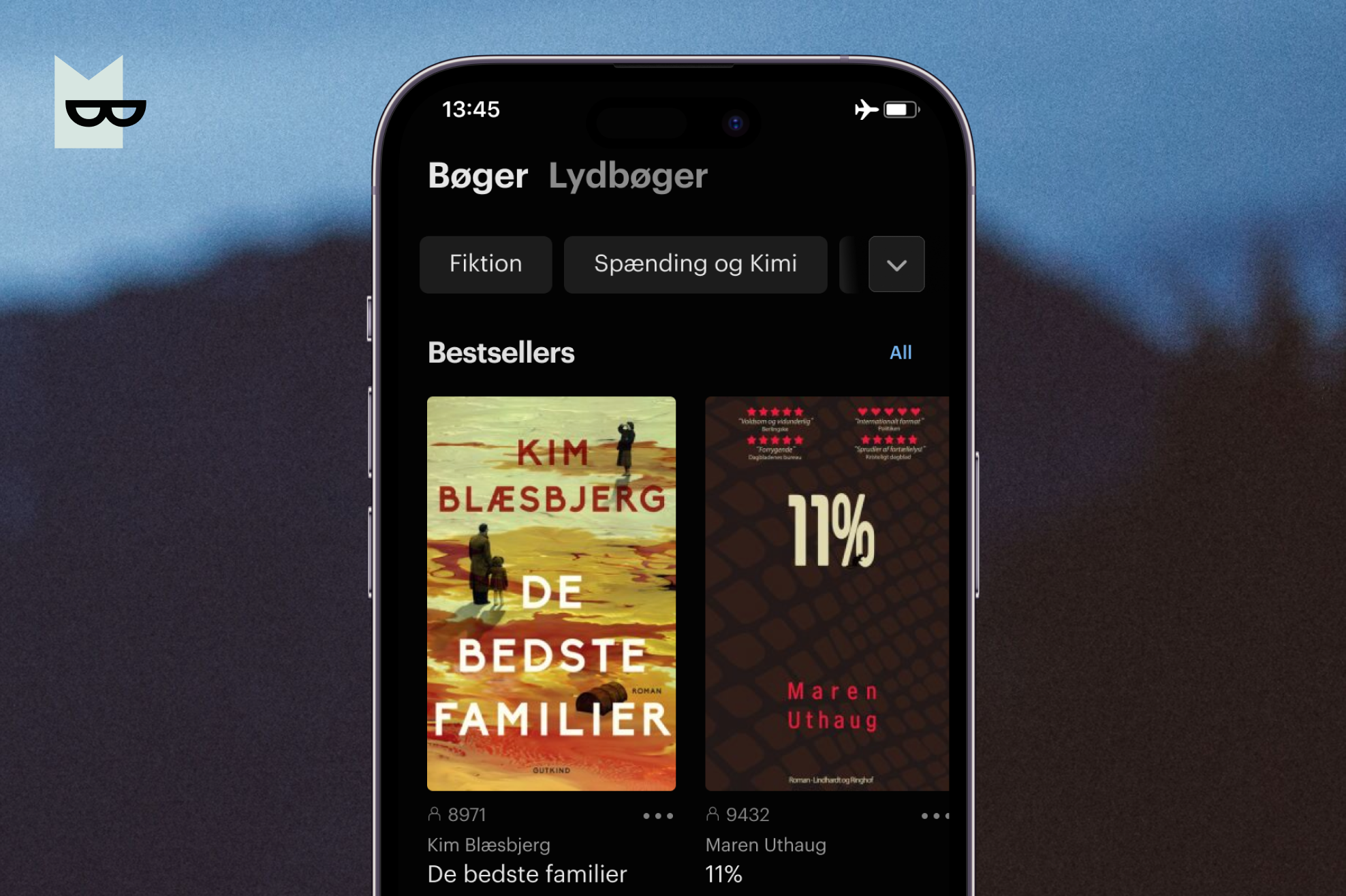 Billede af mobilskærm med bogforside