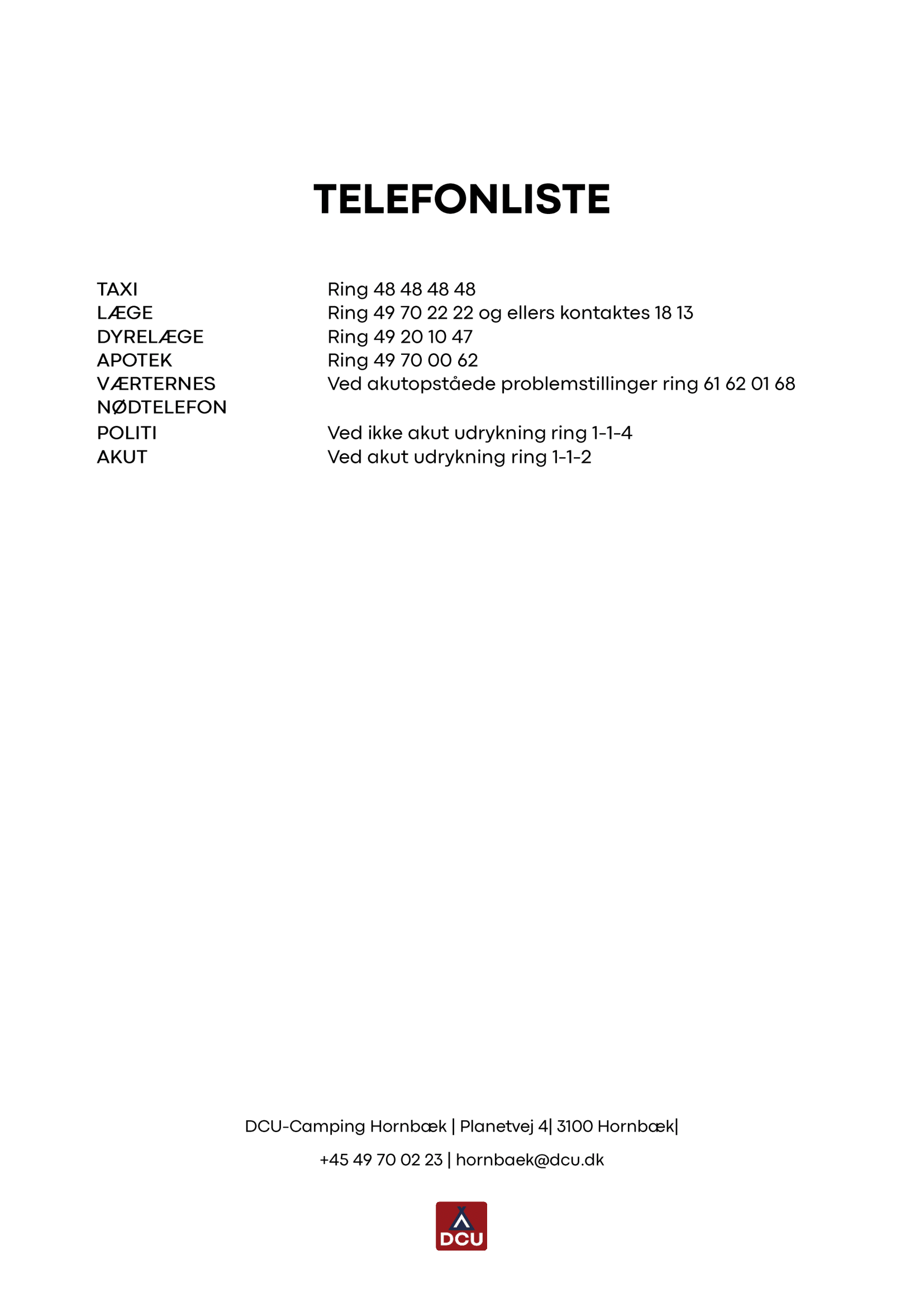 Hornbæk telefon