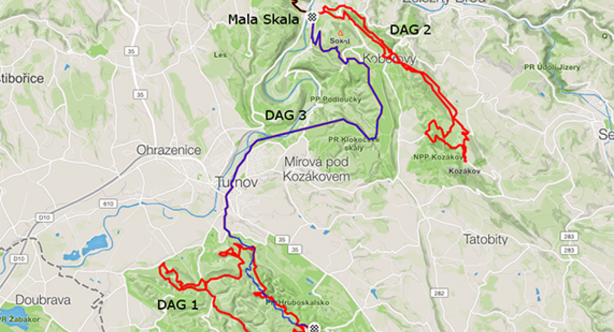 Det bøhmiske paradis, Tjekkiet, mountainbike, ruter på kort